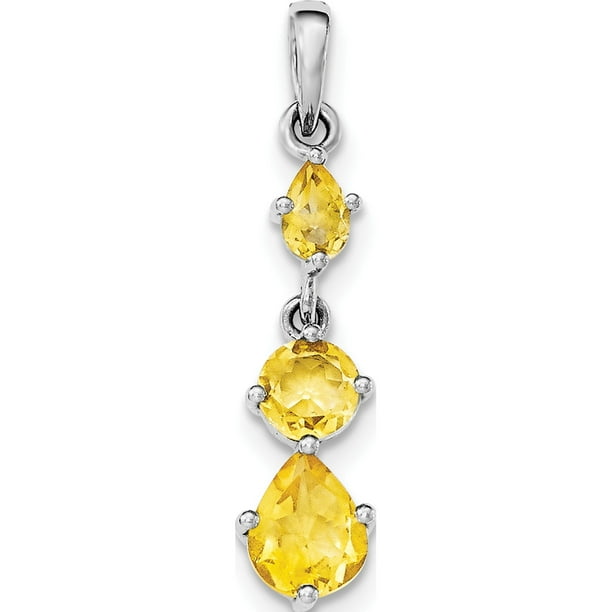 Best Birthday Gift Sterling Silver Rhodium-plated Diam & Citrine Pendant Best Birthday Gift Sterling Silver Rhodium-plated Diam & Citrine Pendant